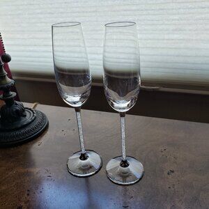 Swarovski Crystalline Toasting Flutes Set Of 2 Champagne Crystal Stem